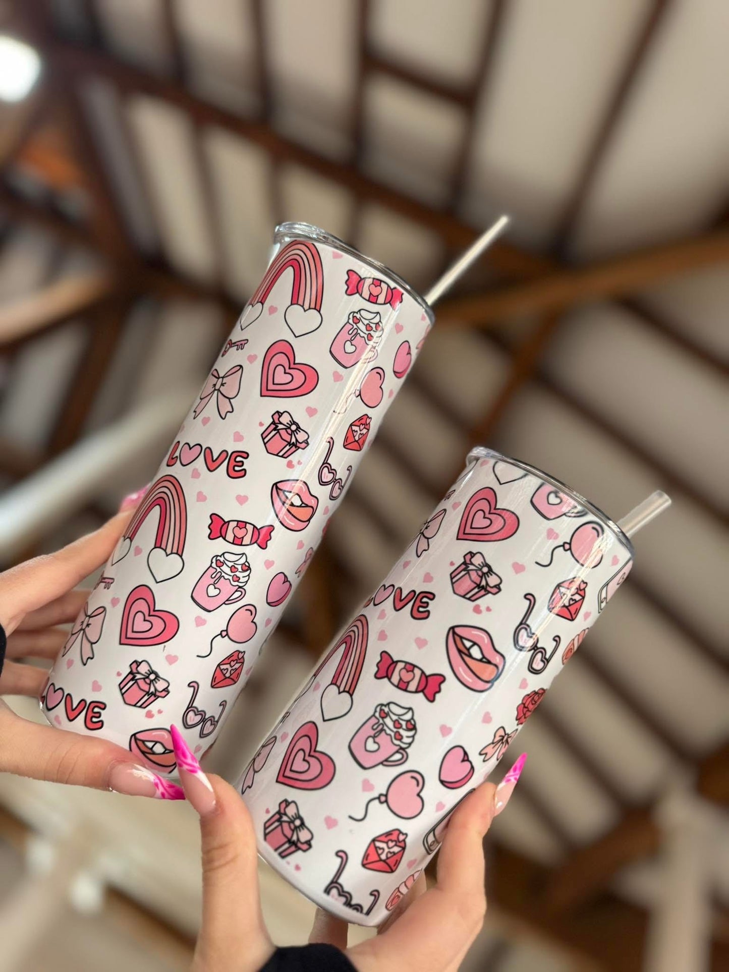Pink Love 20oz + 15oz Tumbler Set