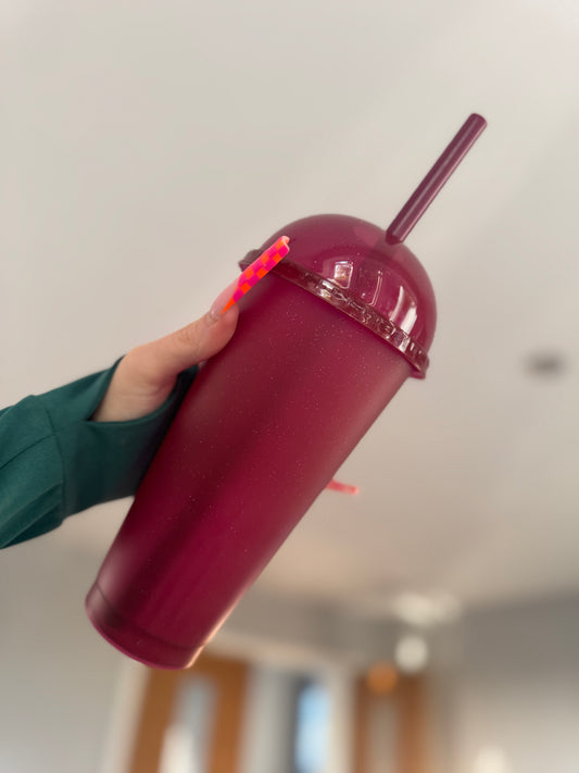 Maroon Dome Lid Frappe Cup