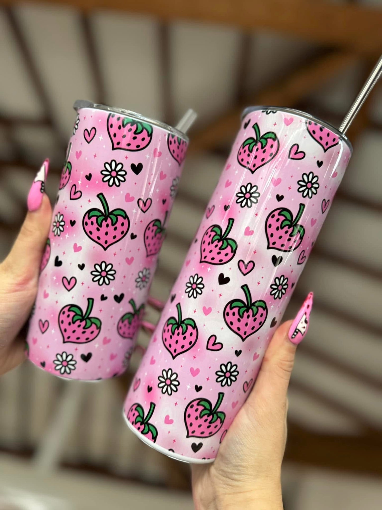 Pink Strawberry 20oz + 15oz Tumbler Set