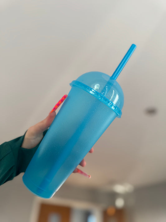 Light Blue Dome Lid Frappe Cup