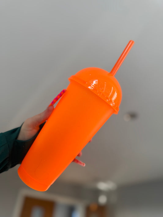 Orange Dome Lid Frappe Cup